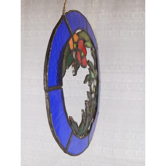 Stained Glass Panel Wall Hanging Window Decor 7 in Diam. Art Glass Sun Catcher - Picture 4 of 9